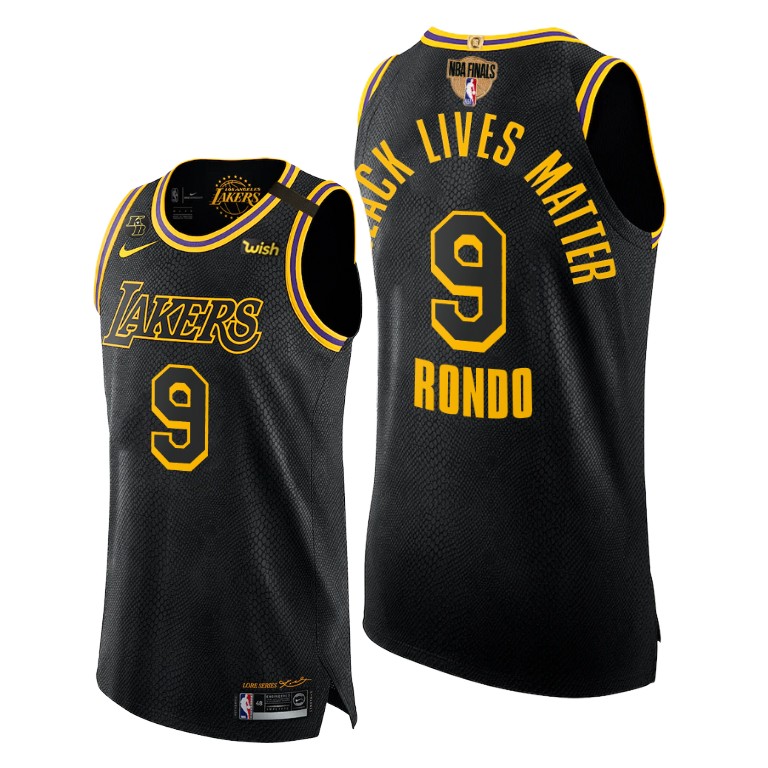 Men's Los Angeles Lakers Rajon Rondo #9 NBA Lives Matter Authentic 2020 Mamba Finals Black Basketball Jersey FOJ0283DM